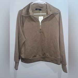 Trendy Queen Womens Oversized Sweatshirt Half Zip Pullover